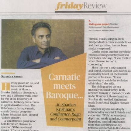 The Hindu – Friday Review: Carnatic meets Baroque in Shanker Krishnan’s latest album